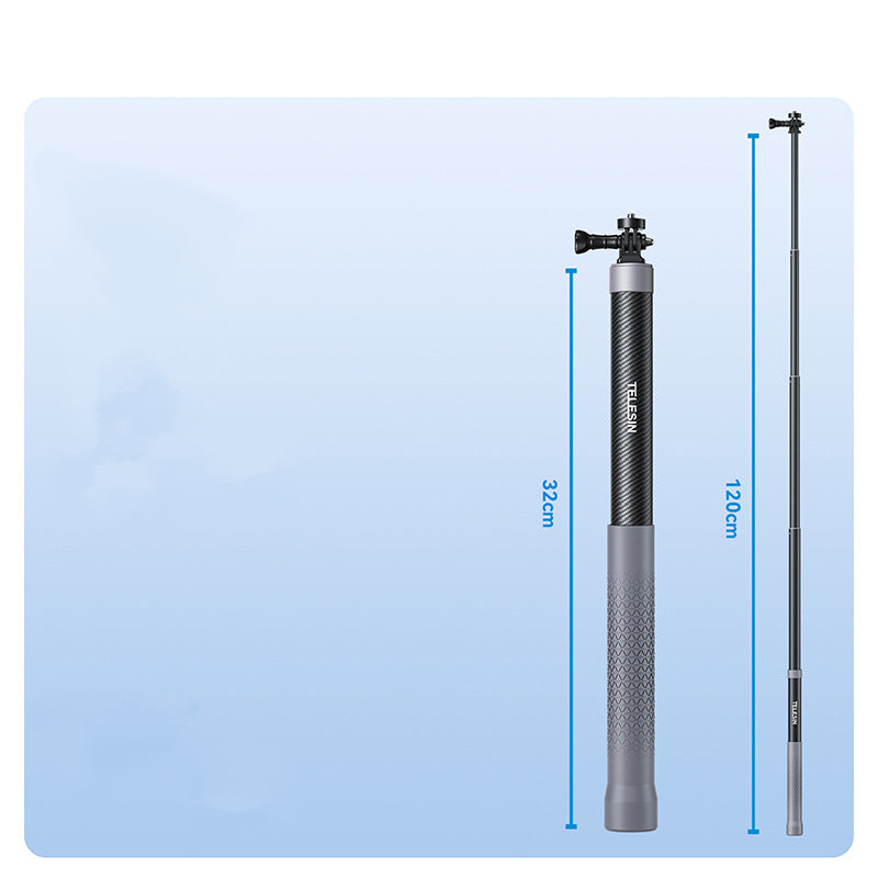 1.2m Carbon Fiber Selfie Stick for GoPro & Insta360 – Lightweight Panoramic Camera Extension Rod for Action Shots & Vlogging