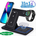 3‑in‑1 Fast Wireless Charging Station – 15W Foldable Charger Stand with LED Display for iPhone, Samsung & AirPods